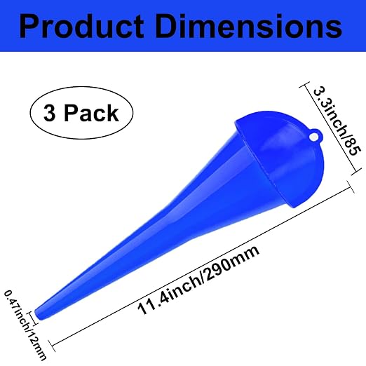 3-Pack Long-Neck Oil Funnels, Gas & Transmission Fluid - Image 2