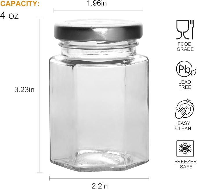 Accguan Hexagon Glass Jars, Mason Jars - Image 2