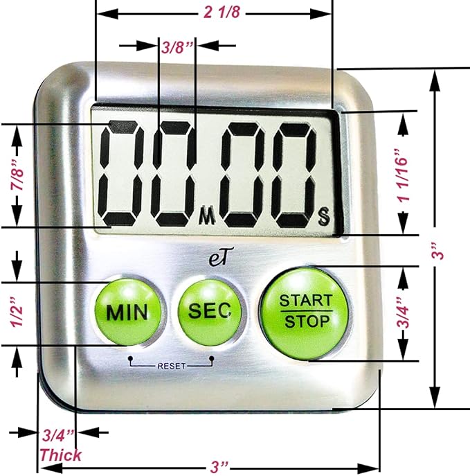 Elegant Digital Kitchen Timer Stainless Steel - Image 4