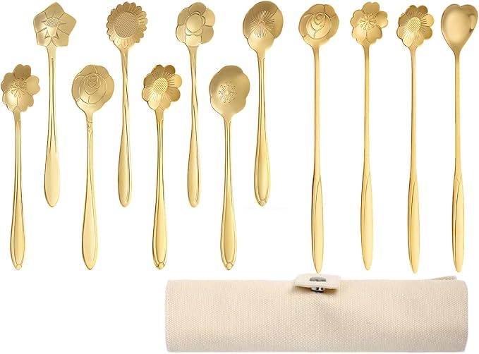 12 Pcs Flower Coffee Tea Spoons Set by SiSiMu