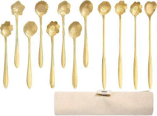 12 Pcs Flower Coffee Tea Spoons Set by SiSiMu