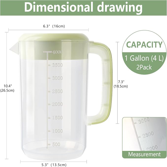 Clear Plastic Pitcher with Lid, 2 Pack Clear Water Pitcher - Image 3