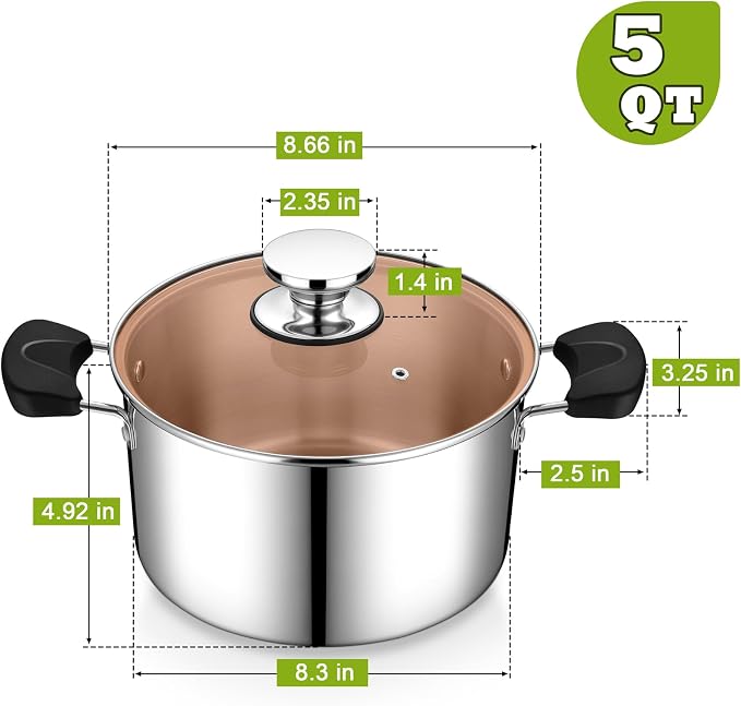 5 Quart 3-Ply Cooking Stock Pot - Image 2