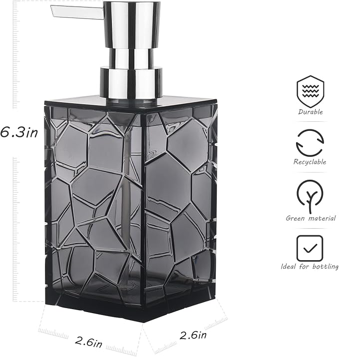 2 Pack Clear Grey Rust Proof Soap Dispenser, Acrylic Plastic Hand Soap Lotion - Image 3