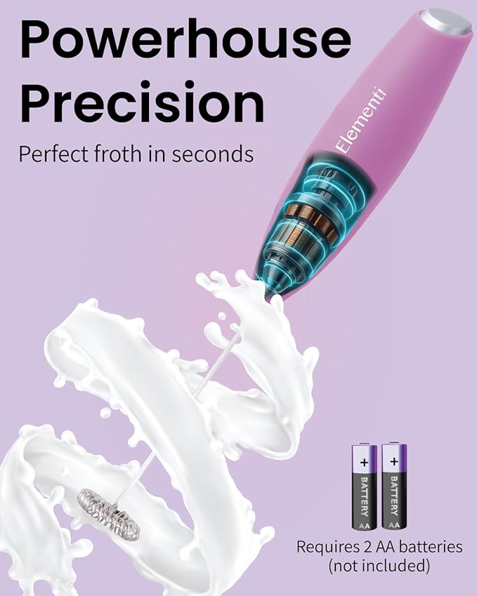 Elementi Electric Pink Milk Frother Handheld - Image 3