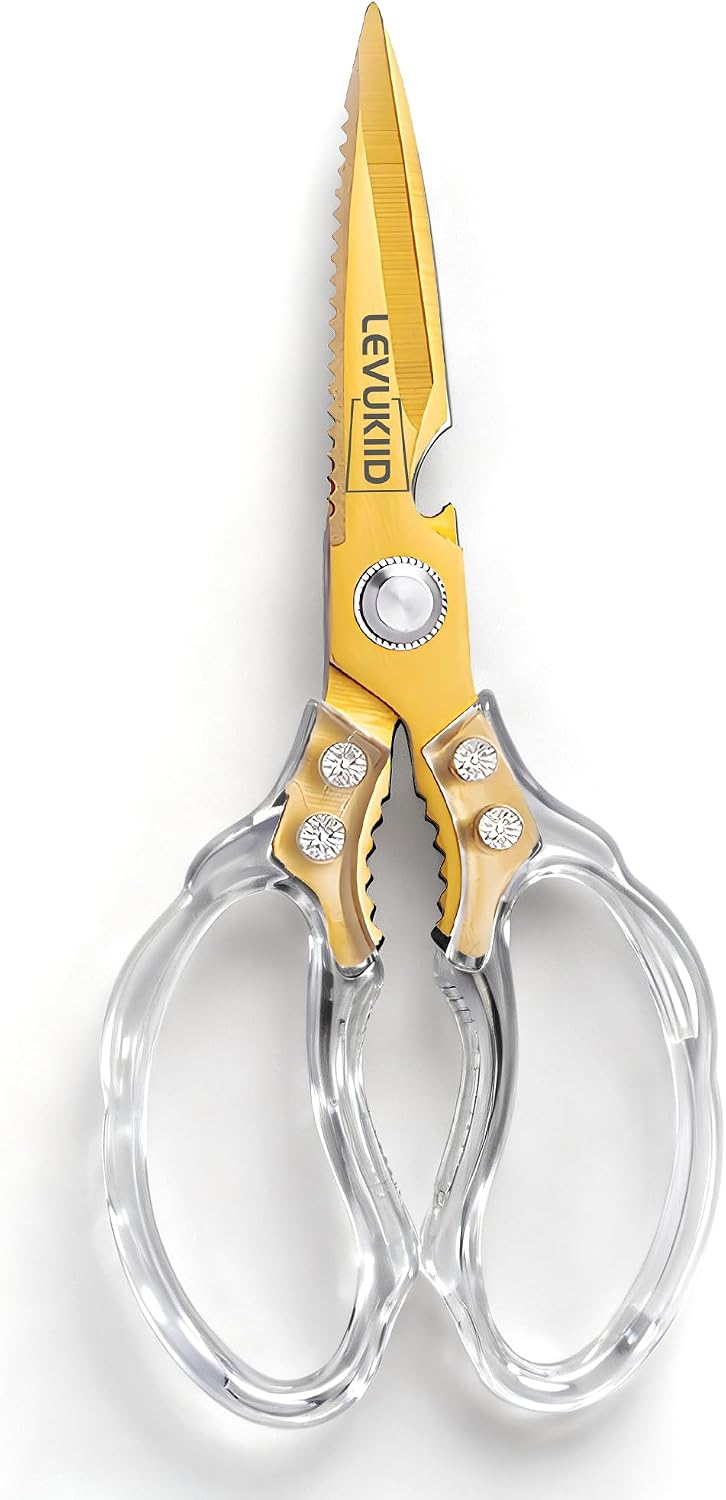 Rust-Resistant Kitchen Scissors, Transparent and Stylish Handle