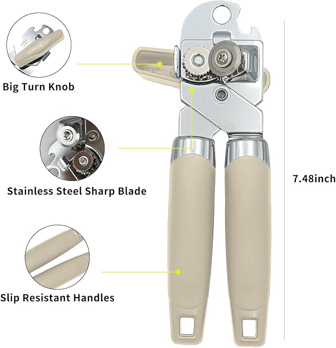 Safring Can Opener Manual, Handheld Strong Heavy Duty Stainless Steel Can Opener - Image 3