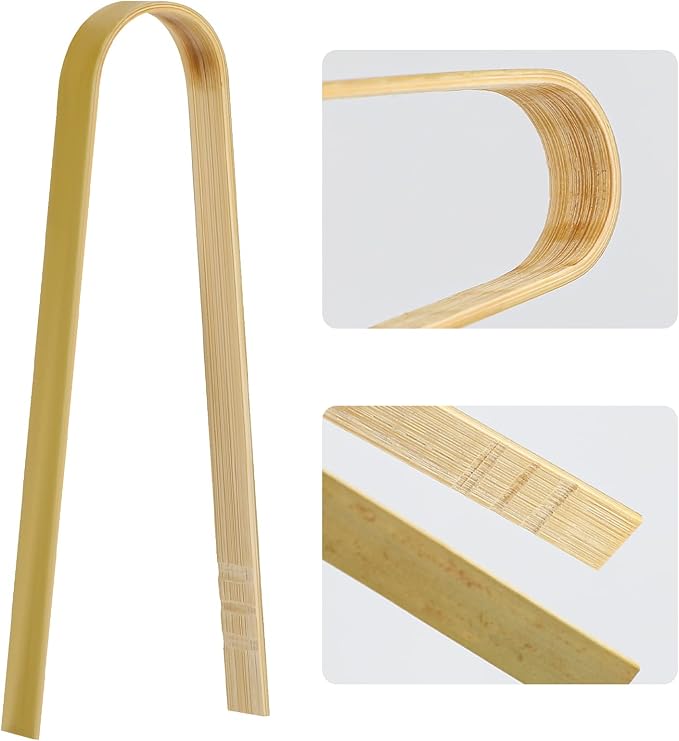 Luter 20pcs Wooden Disposable Cooking Utensils Mini Wooden Tongs Natural Toast - Image 3