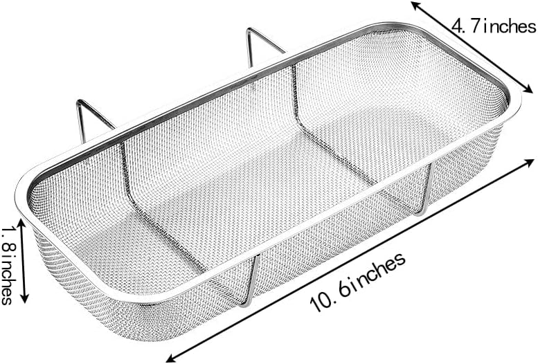 Stainless Steel Side Sink Drain Strainer Basket, Silver Rectangle