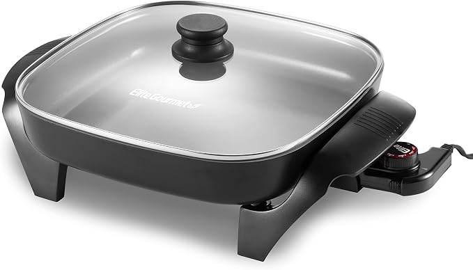 Elite Gourmet 12"x12"x2.15” Ceralast™ PFAS Free Ceramic Electric Skillet by EliteGourmet