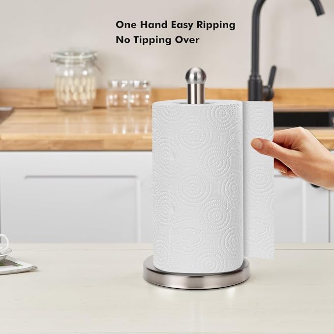Paper Towel Holder Stand with Sturdy Base Fits Standard and Jumbo Sized Paper - Image 2