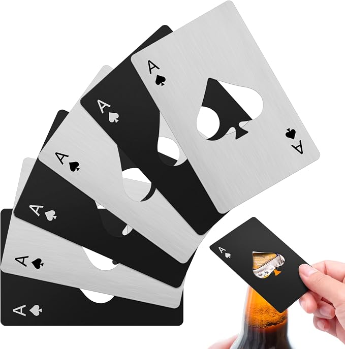 6PCS Poker Card Bottle Openers, Stainless Steel Credit Card Size Beer Bottle by Unknown