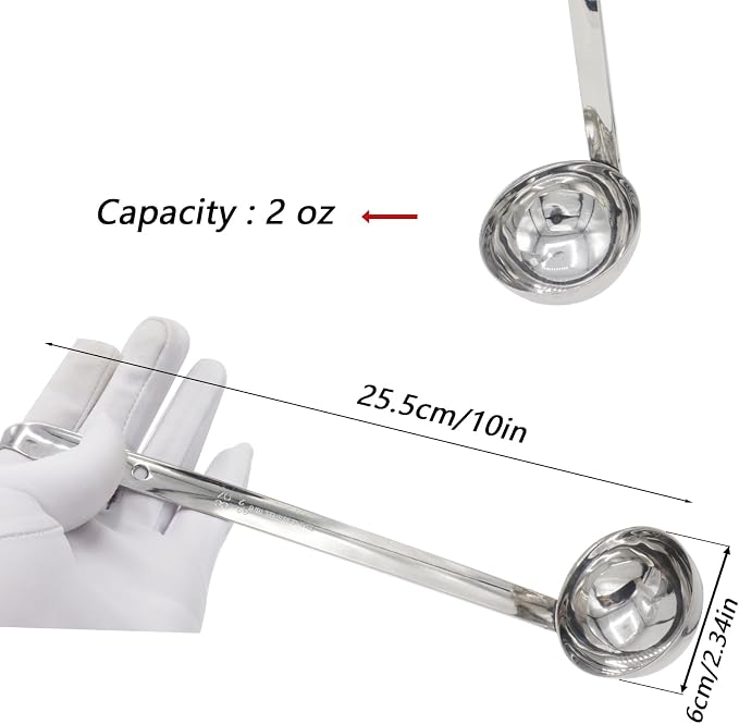 3 Pcs 2 oz Stainless Steel Soup Ladle Set, Long Handle Serving Spoons - Image 3
