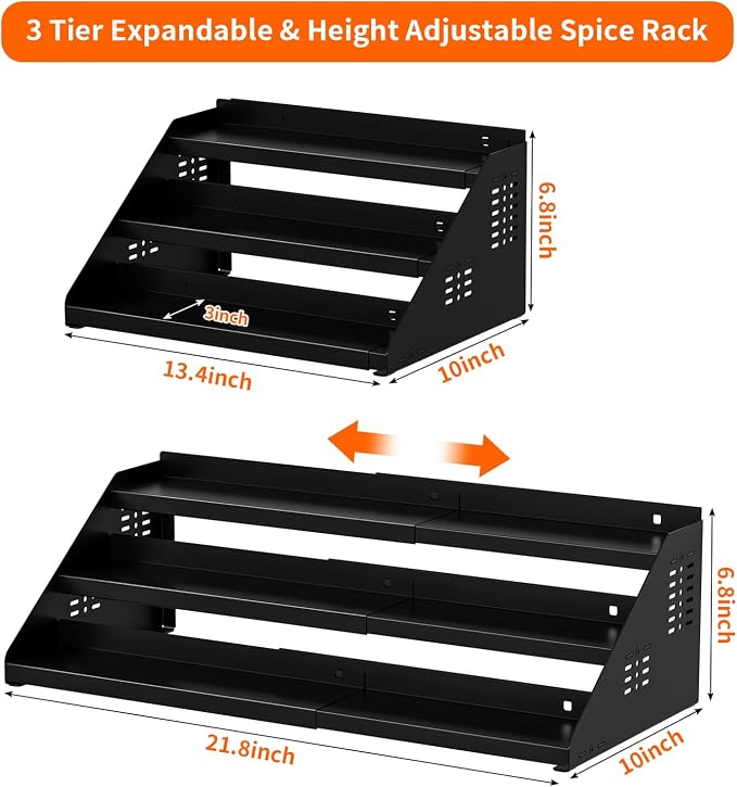 RCHYFEED Spice Rack Organizer for Cabinet, 3 Tier Spice Rack Expandable - Image 3