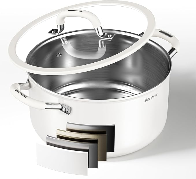 Stockpot 6 Quart, Tri-Ply 18/10 Stainless Steel Stock Pot by Stackbear-DesignsmarterLiveeasier