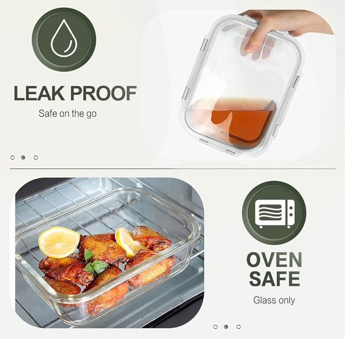 KOMUEE 10 Packs 30 oz Glass Meal Prep Containers, Glass Food Storage Containers - Image 4