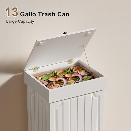 Povrgive Wood Trash Can Cabinet, 13 Gallon Hidden Kitchen Garbage Can - Image 7