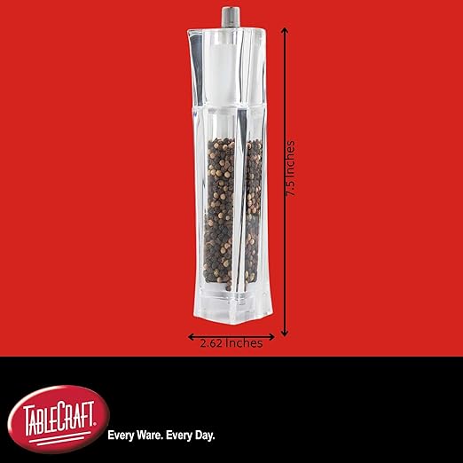 TableCraft 11832, Acrylic Salt and Pepper Mill Combo, 2-in-1 Grinder and Shaker - Image 2