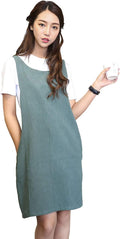 Cotton Linen Japanese Apron Halter Cross Back Bandage X Shape Aprons Two Pockets by AOBBYBBS