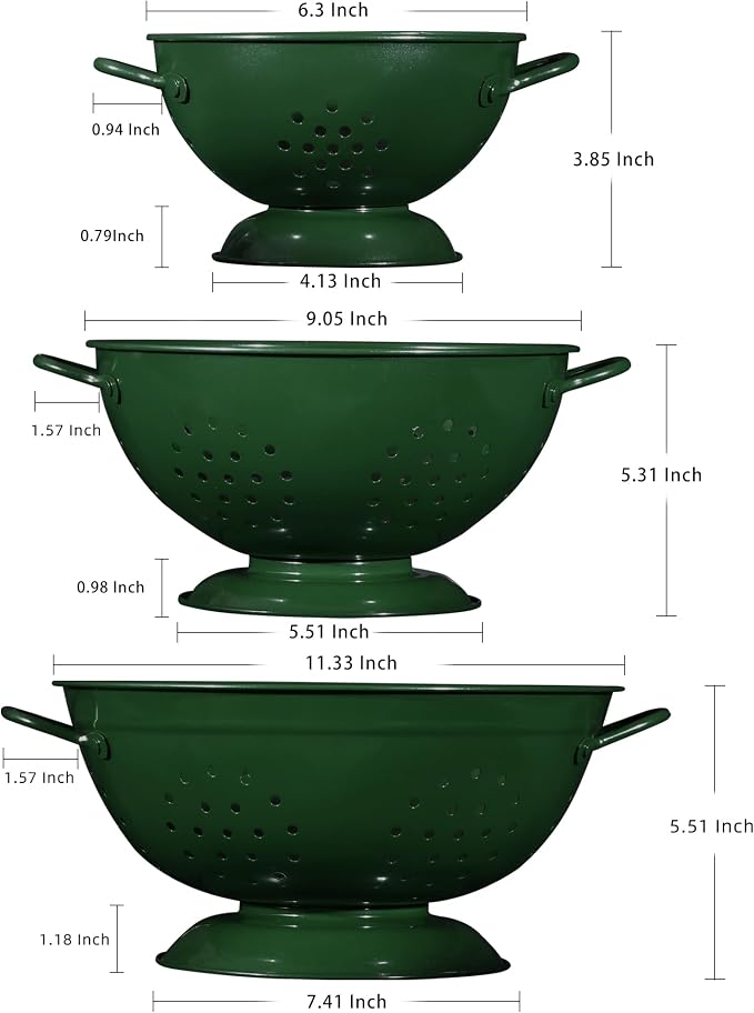 Metal Colander Set of 3, Strainer Basket - Image 2
