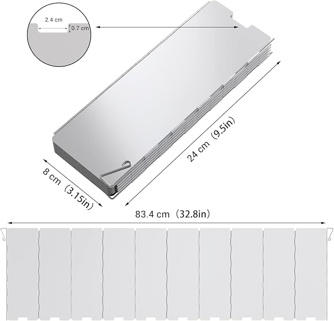 Camp Stove Windscreen, Ohuhu Camping Stove Windscreen 8/10/12 Plates Aluminum - Image 2