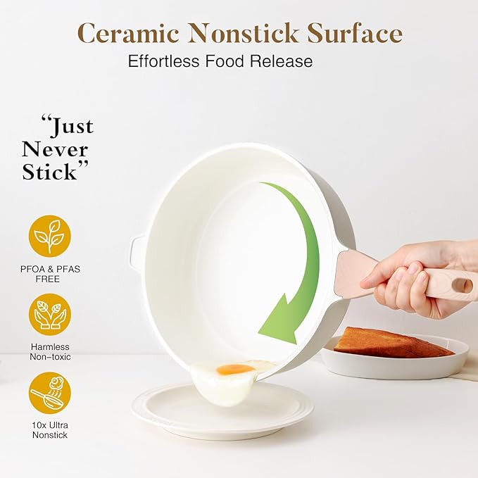 Kordisen Nonstick Ceramic Deep Frying Pan, 12 Inch Non Toxic Large Skillet - Image 2