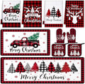 Fourluoo 10 Pcs Christmas Kitchen Decor Set, Retro Red Black Buffalo