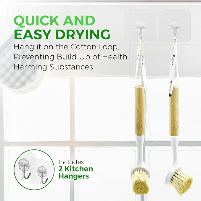 AIRNEX Bamboo Dish Brush Set of 2 - Image 5