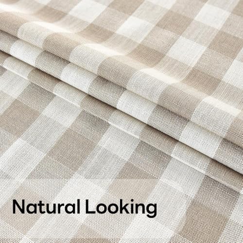 Gingham Table Cloth for Rectangle Tables Beige Checkered Plaid