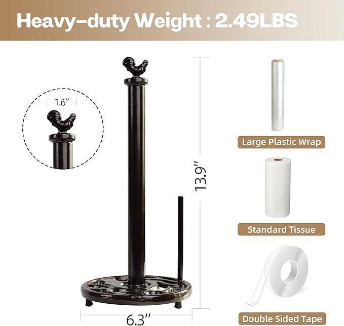 Cast Iron Rooster Paper Towel Holder - Image 6