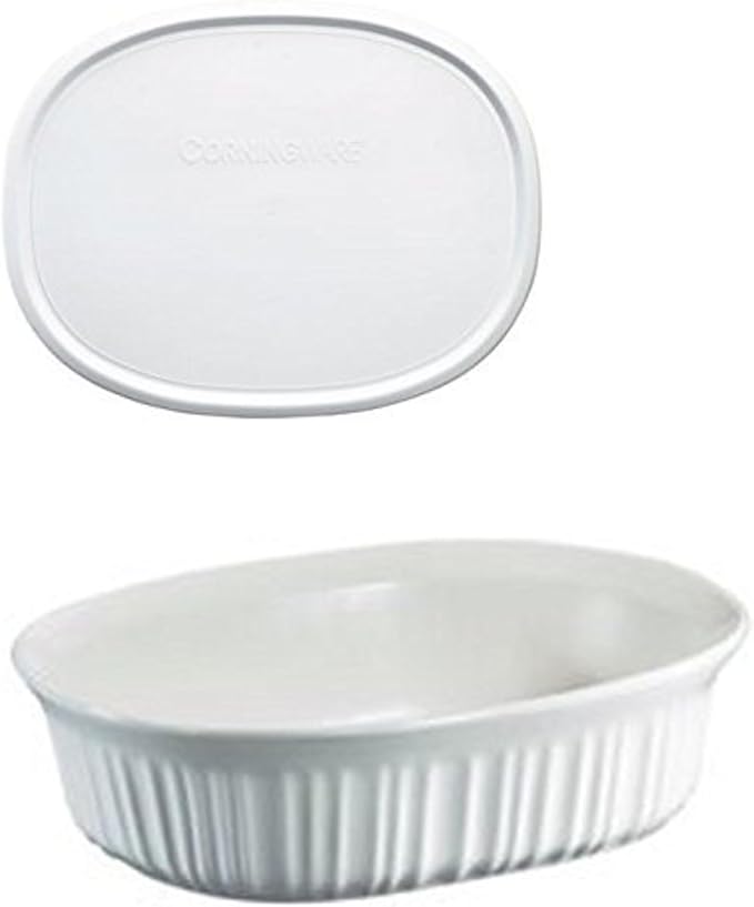 CorningWare FS12 French White 1.5qt/1.4L Oval Ceramic Casserole Dish and by CorningWare