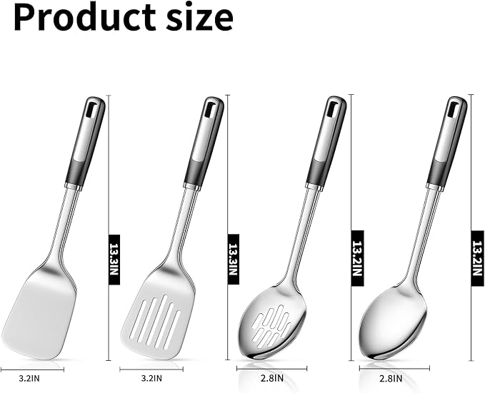 Cooking Utensils Set, Stainless Steel Kitchen Utensils - Image 2