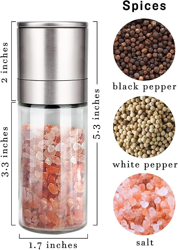 Gulex® Salt Grinder Pepper Mill, Refillable, Adjustable Coarseness Black Pepper - Image 2