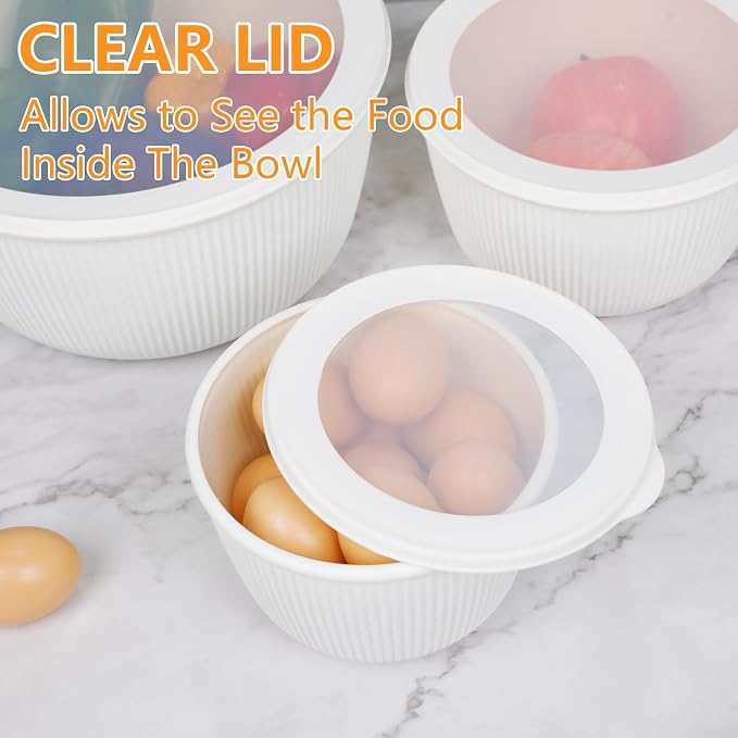 BoxedHome Mixing Bowls with Lids Set, 4 Packs BPA-Free Plastic Prep Bowls - Image 5