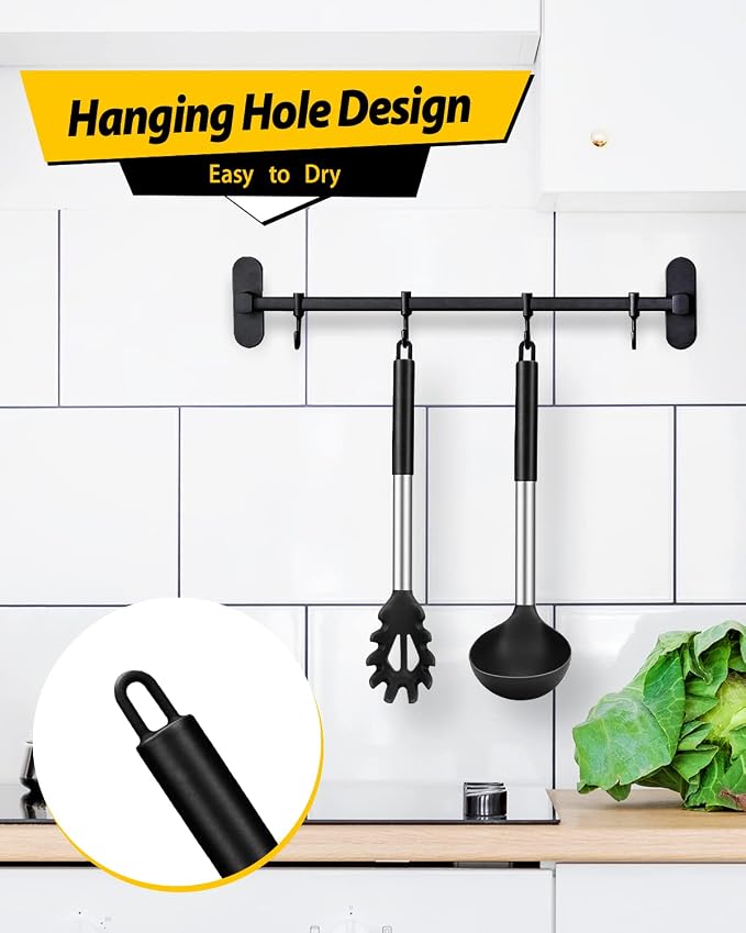 Silicone Pasta Fork and Ladle Spoon Set, Large Non Stick Kitchen Utensils - Image 6