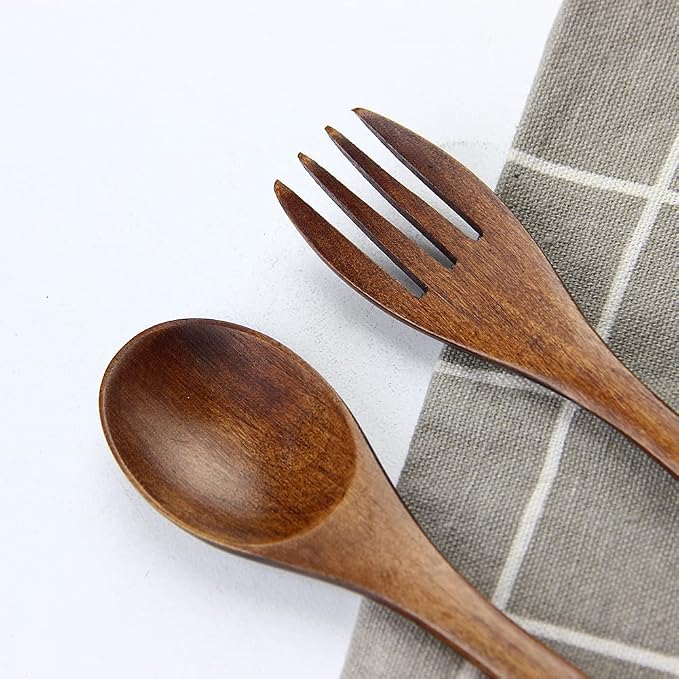 Portable Wooden Cutlery Set for Travel and Camping - Image 8