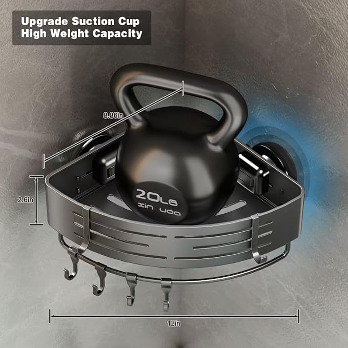 Voldra Corner Shower Caddy Suction Cup, Corner Shower Shelves No Drilling - Image 2