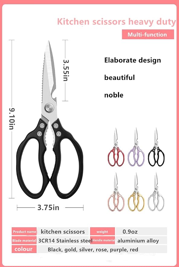 AWinjoy Heavy Duty Sharp Kitchen Scissors, Dishwasher Safe, Cooking Shears - Image 3