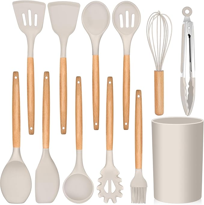 E-far Kitchen Utensils Set of 12, Silicone Cooking Utensils by E-far