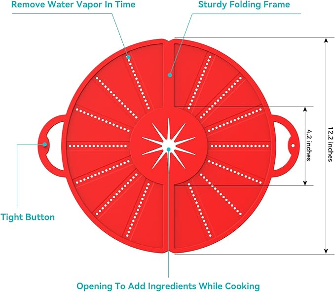 Silicone Splatter Screen for Frying Pan, Foldable Splash Guard, Heat-Resistant - Image 2