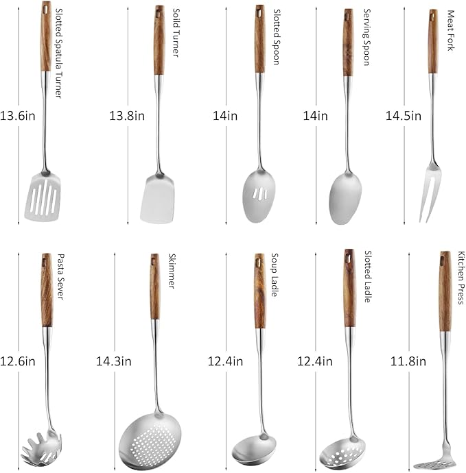 10 Pcs Cooking Utensils Set 304 Stainlss Steel Kitchen Utensils Set Heat - Image 2