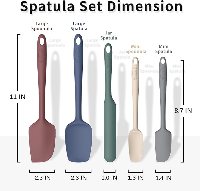 Coukre Silicone Spatula Set of 5, High Temperature Resistant, Food Grade - Image 2