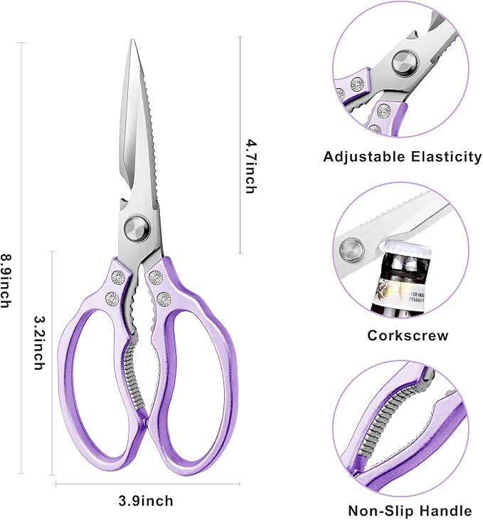 AWinjoy Heavy Duty Sharp Kitchen Scissors, Dishwasher Safe, Cooking Shears - Image 3