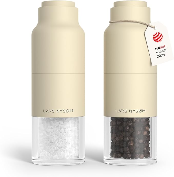 LARS NYSØM Salt and Pepper Grinder Set, Stainless Steel Manual Salt and Pepper by LN