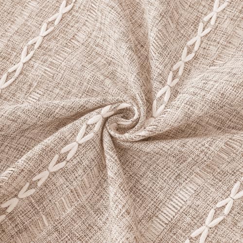 Light Coffee Farmhouse Striped Oval Tablecloth, 55×86 Inch Linen Cover