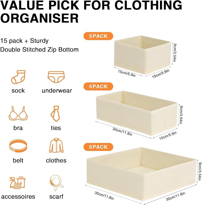 DIMJ Drawer Organizer Clothes 12 Pack - Image 3