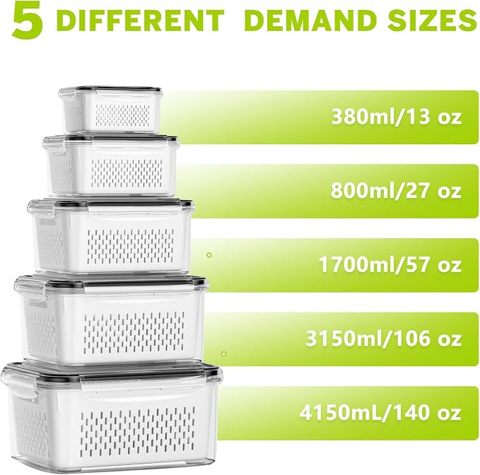HOMETALL 5 Pack Fruit Storage Containers - Image 3