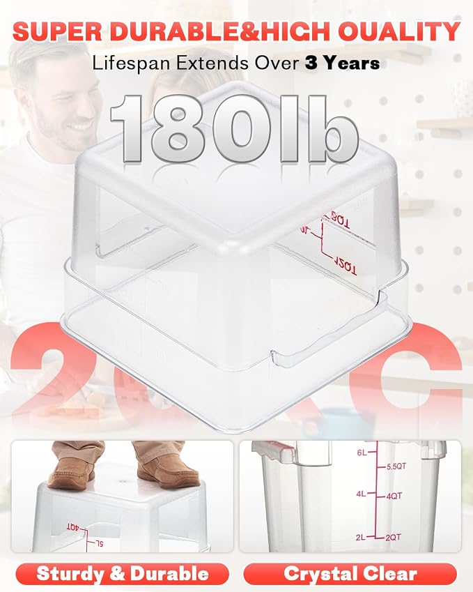 6QT Clear Food Storage Containers: 2 PCS NSF Food Storage Containers - Image 6
