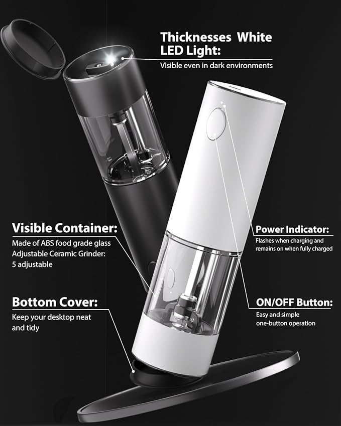Upgraded Larger Capacity Electric Salt and Pepper Grinder Set Rechargeable - Image 7