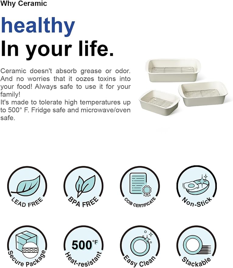 LE TAUCI Deep Casserole Dishes for Oven, 13.7”x9.6” Ceramic Baking Dish Set - Image 9